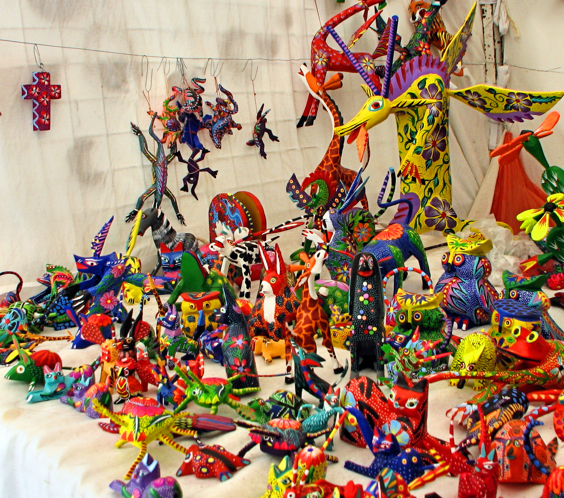 Alebrije sketchbook spread with vibrant creatures